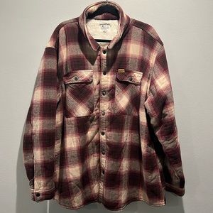 Matix Flannel Sherpa Shirt Jacket (Burgandy)